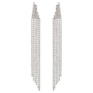 Saint Laurent Crystal Cascade Silver-tone Clip-on Drop Earrings